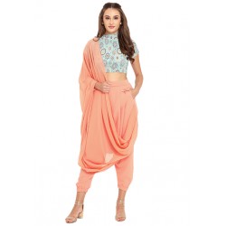 High Neck Top and Draped Dhoti Set